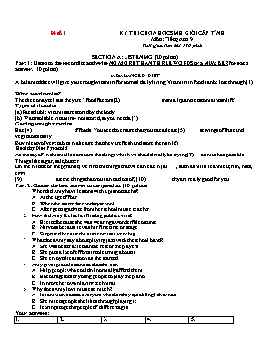 10 Đề thi học sinh giỏi tỉnh môn Tiếng Anh Khối 9